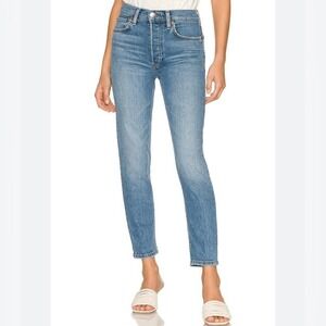 Re/Done NWT 90s High Rise Ankle Crop Jeans Classic Faded Blue Wash Size‎ 30